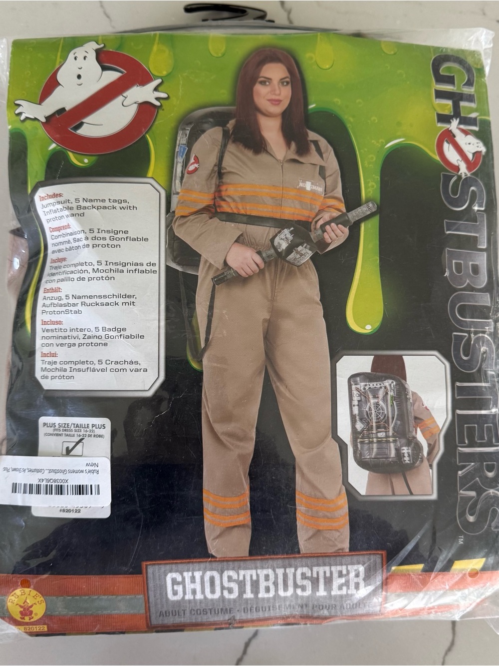 Women’s Ghostbusters Classic Jumpsuit Halloween Costume Plus Size 16/22 New